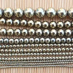 Natural Hematite Electroplate Pyrite Round Loose Beads 15inch Wholesale For DIY Jewellery