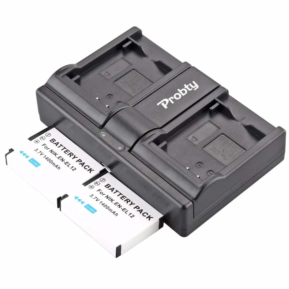 PROBTY EN-EL12 EN EL12 Battery + USB Dual Charger for Nikon Coolpix S9700 S9500 S9400 S9300 S9100 S8200 S8100 S8000 S6300 S6200