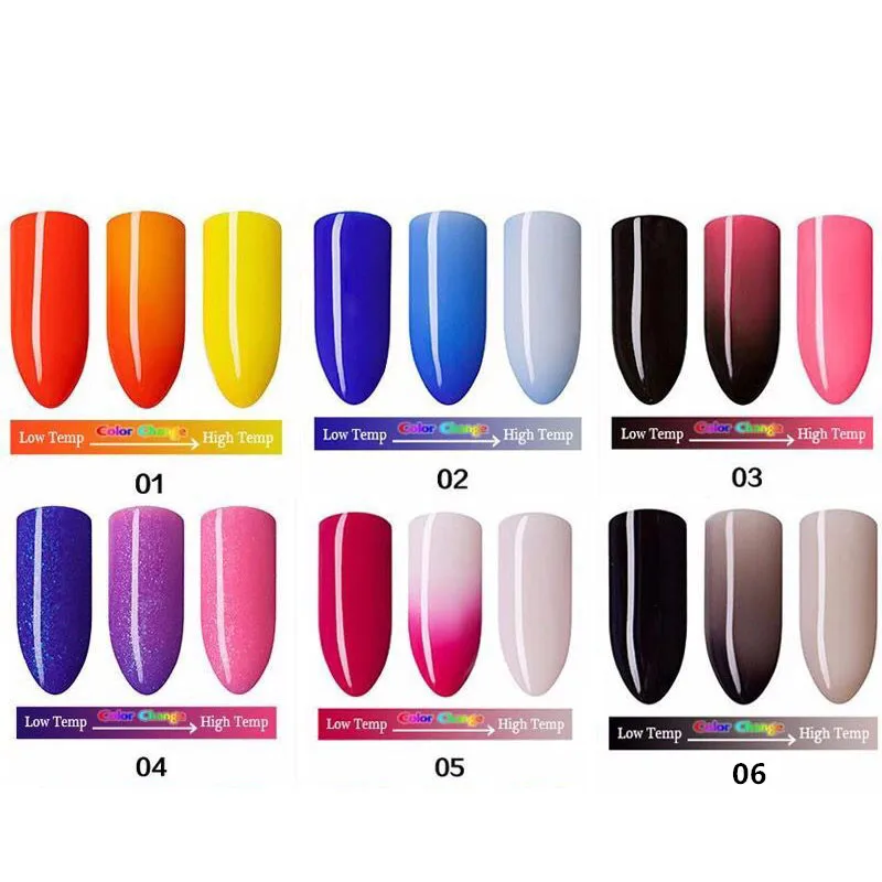 Esmalte de uñas en Gel UV, barniz de uñas de larga duración, cambia la temperatura, Lucky, 6 colores, 12ml