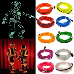 Kolorowe diody LED 1M 2M 3M 4M 5M Neon LED EL drut kabel lampa Glow String Light Tube dekoracja pomarańczowy/różowy/czerwony/żółty/Bule/zielony