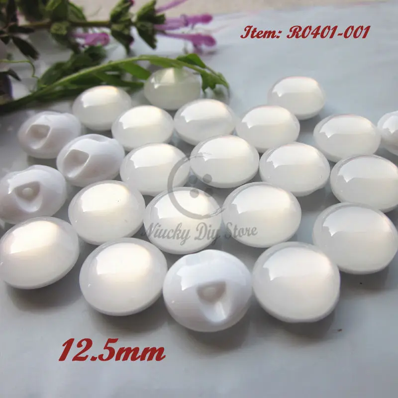 Sewing supplies 30pcs 12.5mm high grade white Pearlescent fashion buttons round back hole bread buttons shirt sweater wild