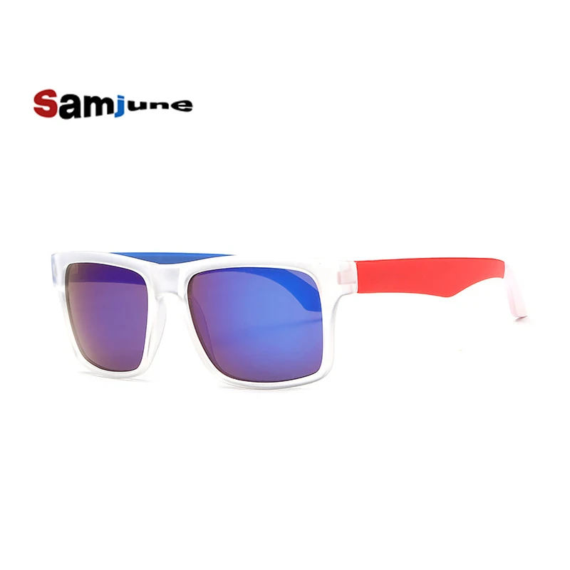 Samjune 2017 Newest Luxury Brand Designer Men Women Sunglasses Reflective Coating Sunglasses Square Spied Sun Glasses Male UV400