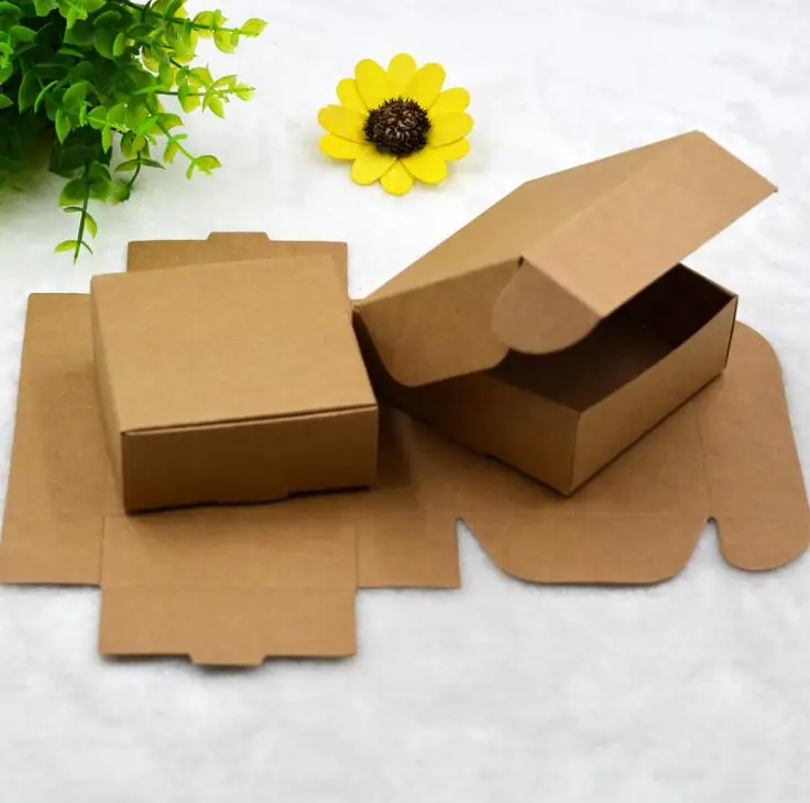 

9.5*9.5*3.5cm Kraft Paper Packing Box Gift Box Soap Wedding Candy Jewelry Cake Cookies Chocolate Baking Packaging Box SN385