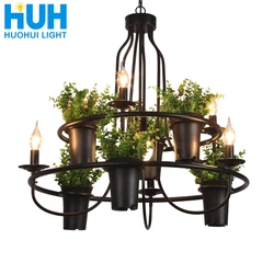 Vintage lamp Plant Flowerpot 4/7 Head Iron Pendant Lamp Art E14 Light Creative Restaurant Cafe Bar Personalized Pendant Lamp