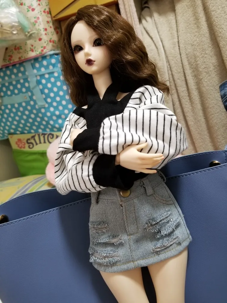 D01-P288 الأطفال اليدوية لعبة 1/3 1/4 العم ملابس دمى BJD/SD دمية الضوء الأزرق فرك ثقب أجاد الدنيم تنورة 1 قطعة