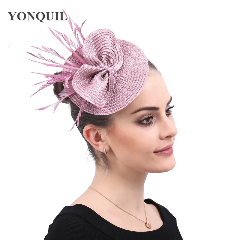 

Lavender Cocktail Church Fascinators Accessories Hair Clip Ladies Headwear Hairpin Feather Flowers Decoration Party Headpieces