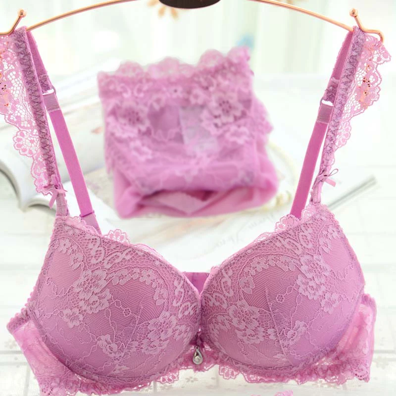 New Women\'s underwear Set Lace Sexy Push-up Bra And Panty Sets Bow Comfortable Brassiere Young Bra Adjustable Deep V Lingerie