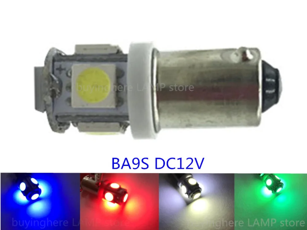 5PCS 12V 24V BA9S Motorcycle light RED GREEN BLUE Fog light Decorative lights 12v Ba9s 5050-5SMD Warning Indicator light DC24V