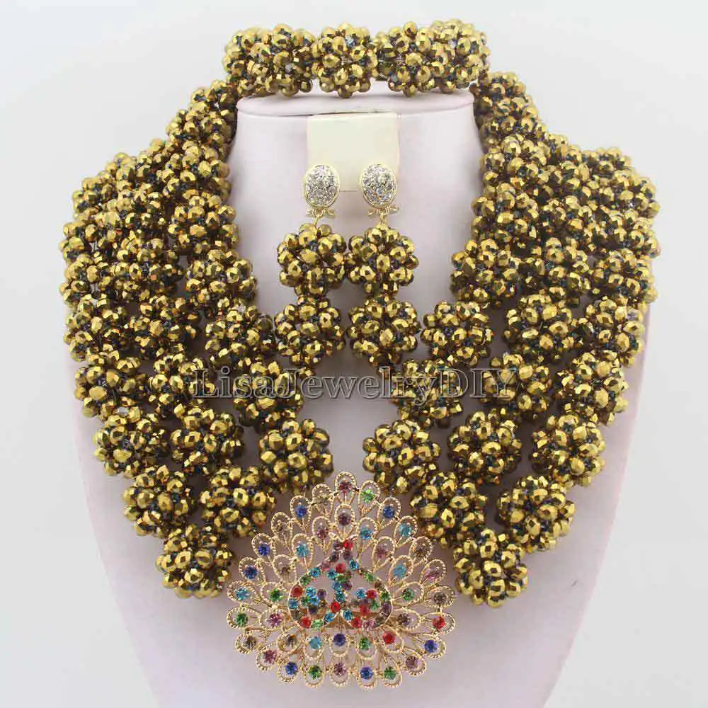 

Latest Design Nigerian Wedding Bridal Beads Necklace Earrings Jewelry Sets African Beads Jewelry Sets HD4653