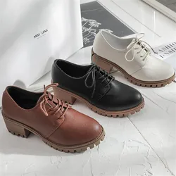 British wind High Heels shoes women 2019 spring autumn shoes wild Elegant Student College wind Square heel Casual ladies shoes