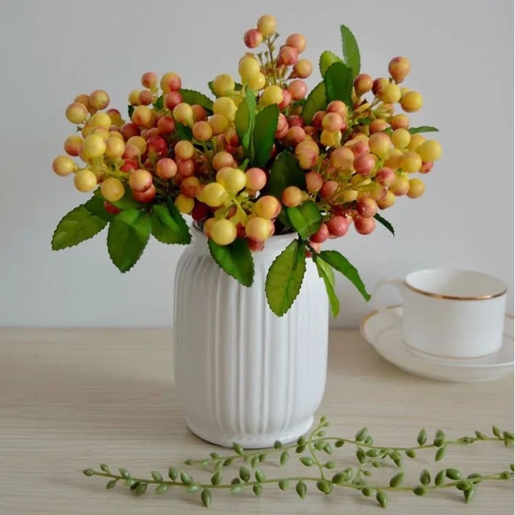 Decorative plant Blueberry Fruit Berry Artificial Flower Silk Flowers for party Fruits For Wedding Home Decoration Silk Plants