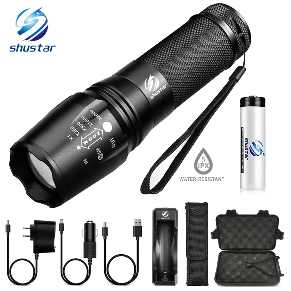 Glare LED Flashlight outdoor lighting Led torch Zoomable 5 Lighting modes Used for hunting camping adventure night rides, etc.