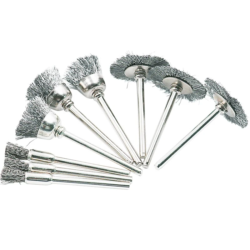 JIGONG 9pcs Steel brush Wire wheel Brushes Die Grinder  Rotary Tool Electric Tool for the engraver