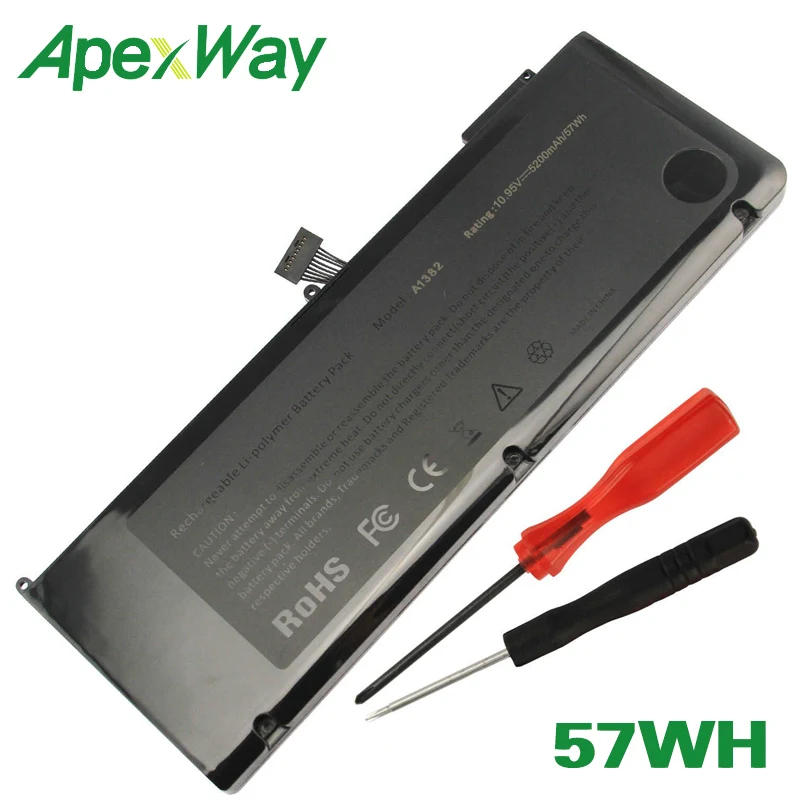 ApexWay 57Wh Laptop battery for Apple A1382 A1286 2009 Version For MacBook Pro 15