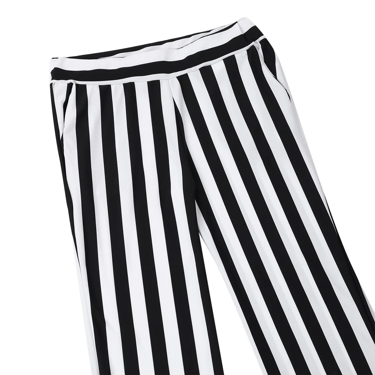 MSemis Office Trousers for  Women Black White Vertical Striped Pants Casual Slim Fit High Waist Stretchy Bell Bottom Flare Pants