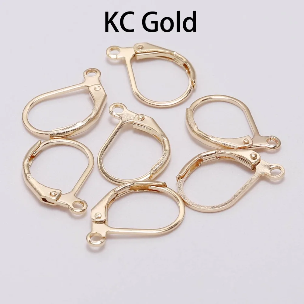 20pcs/lot 15x10mm Gold Gun Black French Earring Hooks Wire Settings Base For DIY Earrings Jewelry Making Findings