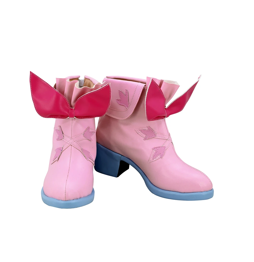 Laby Shoes Cosplay ELSWORD Laby 2nd Path Cosplay Pink Boots High Heel Shoes Custom Made Any Size