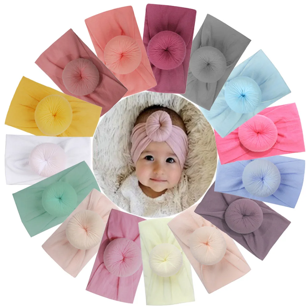 New Nylon Baby Headband Turban Newborn Baby Girl Boy Round Knot Elastic Headbands Hair Band Accessories Kids Girls Head Wraps