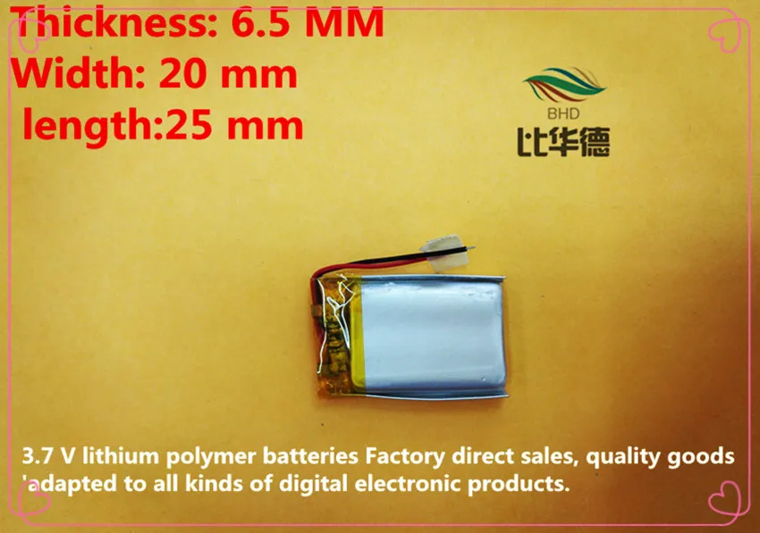 

(10pieces/lot) 3.7V 652025 260mah lithium-ion polymer battery quality goods quality of CE FCC ROHS certification authority