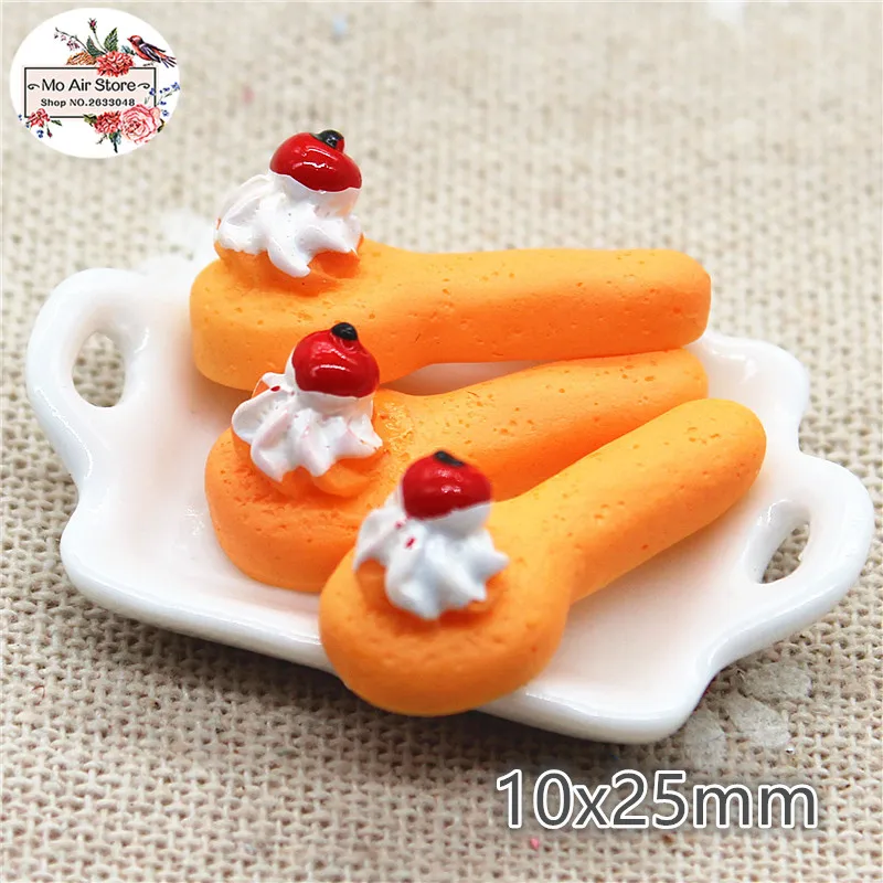 Apple Spoon Cookies 10PCS 10x25mm Resin Flatback Cabochon Miniature Food Art Supply Decoration Charm Craft