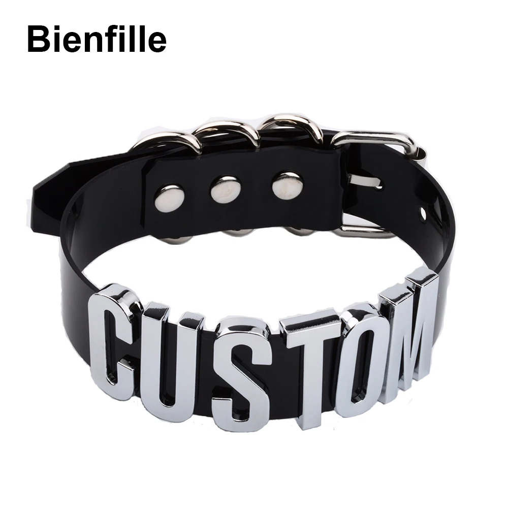 Customized PVC Choker Collar Custom Personalized Name Choker Cosplay Choose Letters Necklace Women