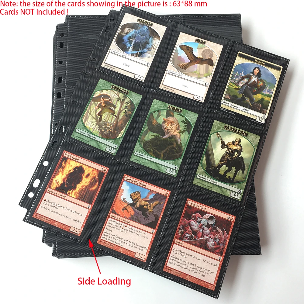 20 Pages, 360 Pockets, Side Loading Black Color Card Album Page/Binder Protector Mtg TCG Yu-Gi-Oh Card Binder Pages