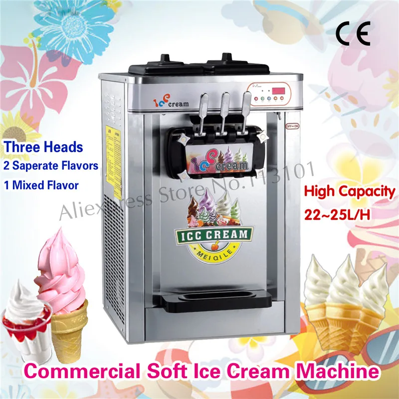 

Stainless Steel Soft Ice Cream Machine Soft Serve Sundaes Maker 220V Three Flavors Brand New