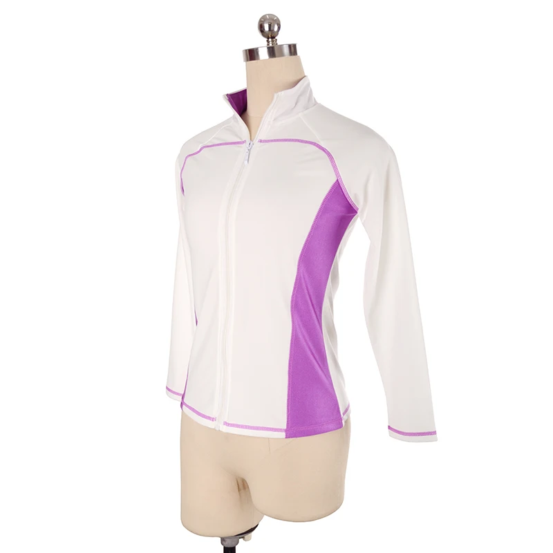 Figure Skating Competition Training Jacket Women's Artistic Gymnastics Zipper Tight Top Performance White Purple