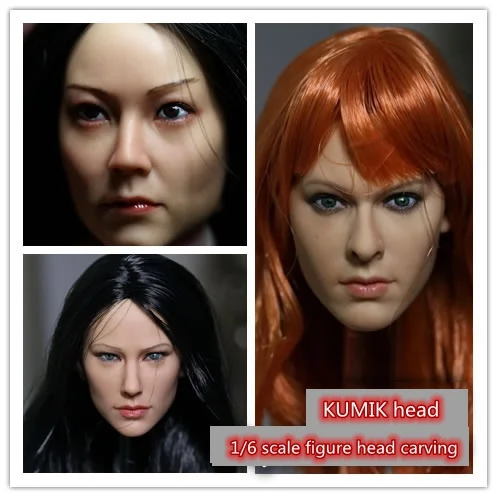 

1/6 scale female head shape for 12" action figure doll accessories doll head carved not include body,clothes and other KM15