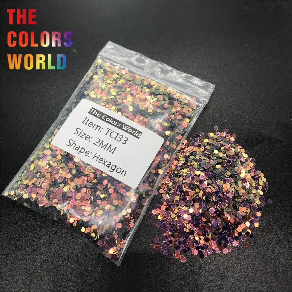 

TCI33 Pearlescent Iridescent Color With Gold Light Hexagon Shape Nail Glitter Nail Art Design FacePaint Henna DIY Cup Decoration