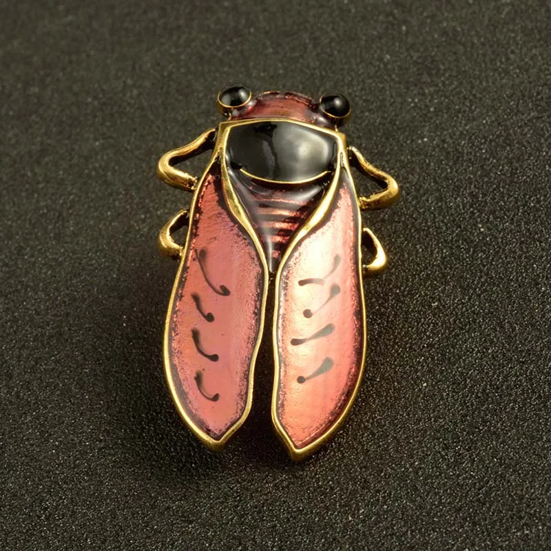 Environment-friendly vintage gold zinc alloy Cicada pin brooch fashion insect ornament jewelry accessories