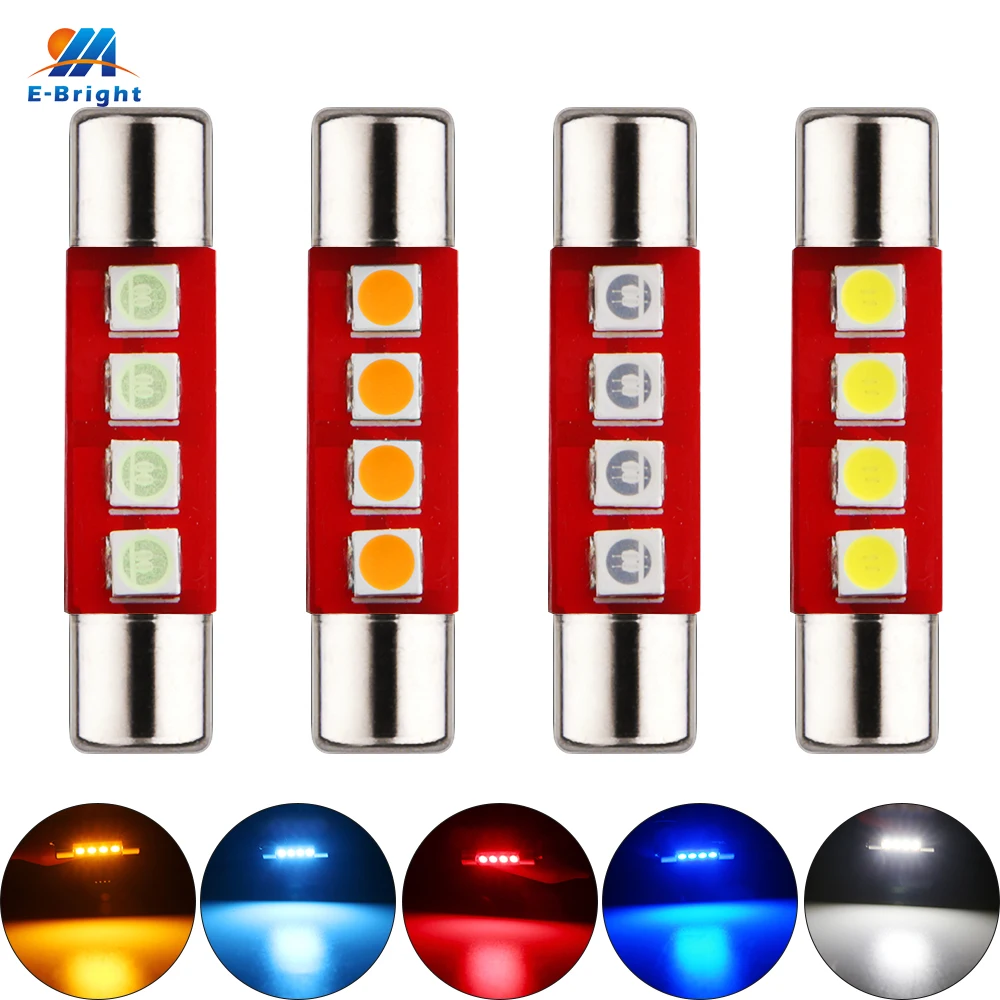 

4PCS Festoon C5W T6 28MM 31mm 3022 6615F 6614 Dome Roof Map Glove Box Lights Interior Sun Visor Vantiy Mirror Bulbs 3030 4-SMD