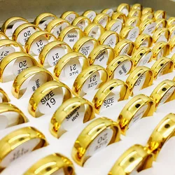 Wholesale bulk lots 12pcs/pack golden color men's women's stainless steel Jewelry engagement wedding Rings set