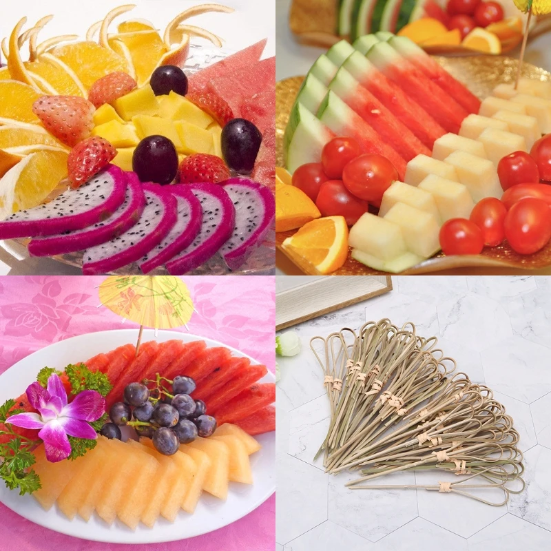 New Hot  50pcs Disposable Bamboo Picks Cake Cocktail Toothpicks Cocktail Party Club Creative Fruit Food Picks Accessories