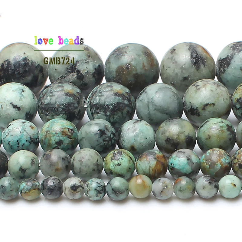 Natural Stone Beads African Turquoises Round Loose Beads for Jewelry Making DIY Bracelet 15\'\' Pick Size 4 6 8 10 12mm Wholesale