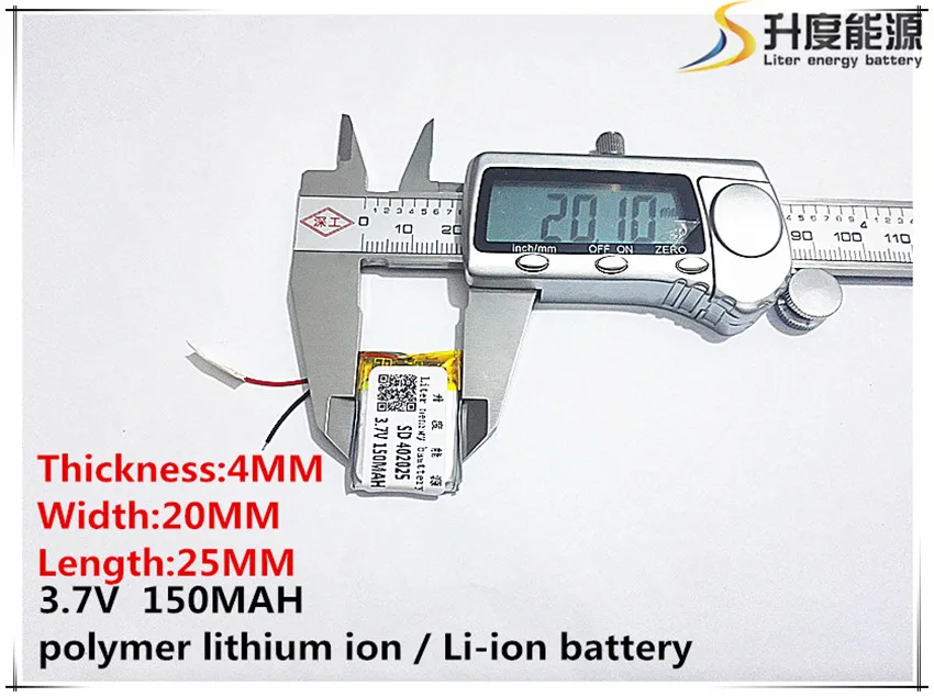 3.7 V 150 mAh 402025 แบตเตอรี่ลิเธียมโพลิเมอร์ Li - Po li ion แบตเตอรี่เซลล์สำหรับ Mp3 MP4 MP5 GPS PSP โทรศัพท์มือถือบลูทูธ