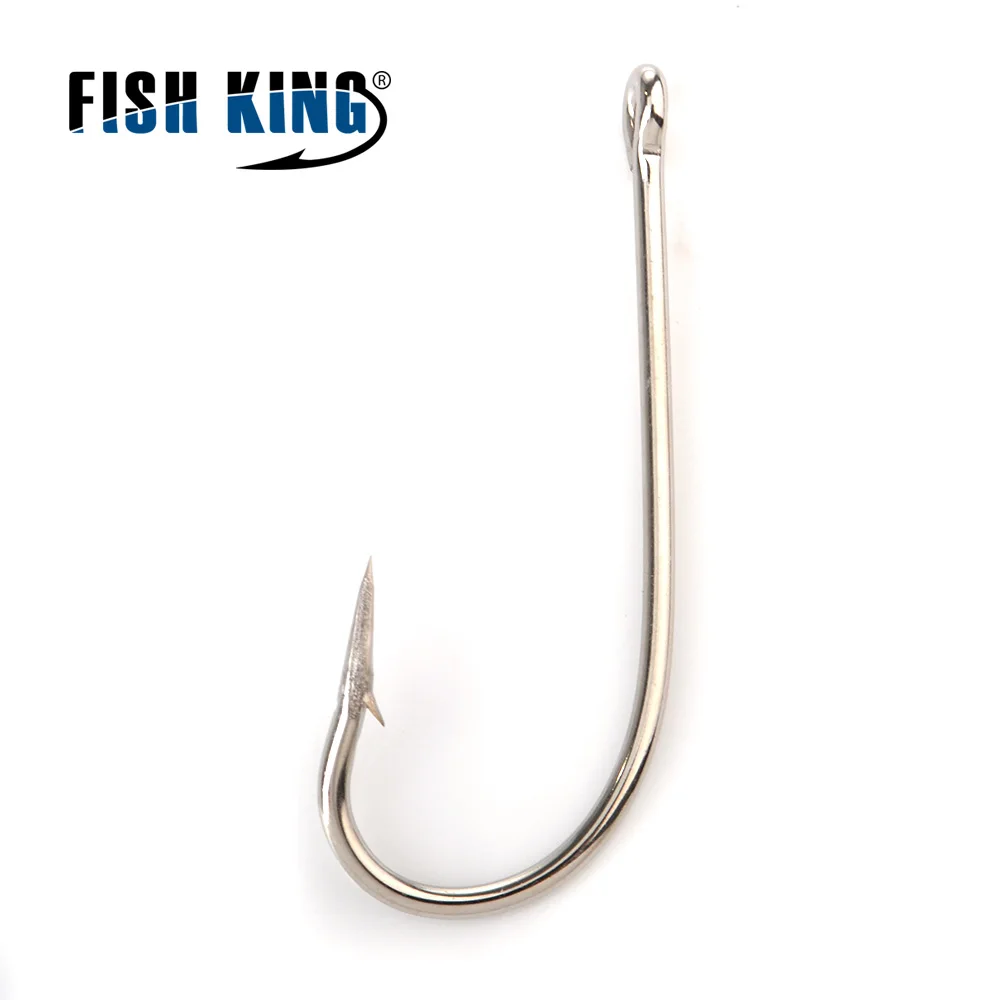 FISH KING 50-100PCS 10#-20# High Carbon Steel Fishing Hook 2330 Kirby Sea Hooks For Fishing Tackle