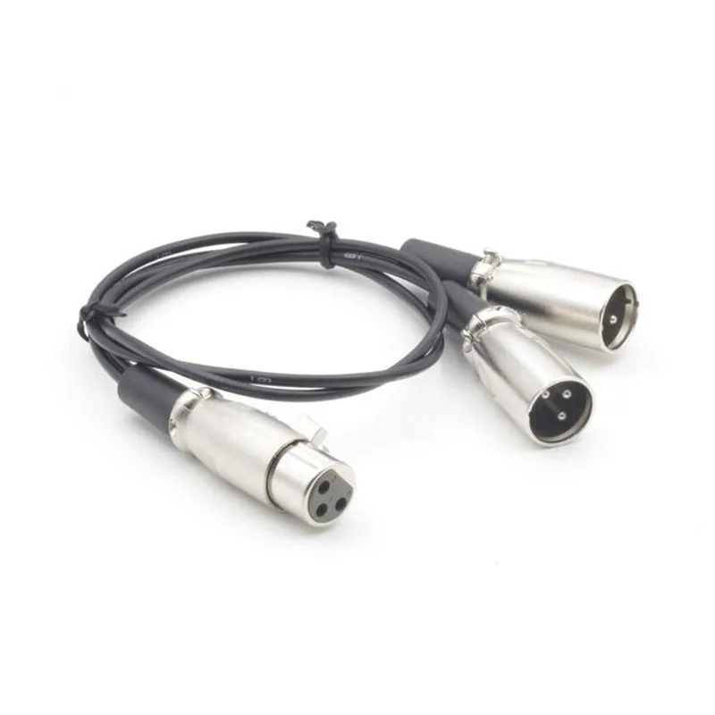 Original 3 Pin XLR FEMALE Jack To Dual 2 MALE Plug Y SPLITTER Cable Adaptor 1 FT Foot Cord