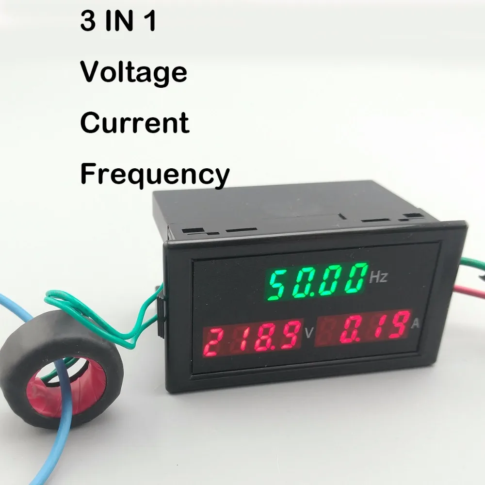 3IN1 LED display panel meter with Voltmeter ammeter voltage current frequency 80-300V 200-450V 100A