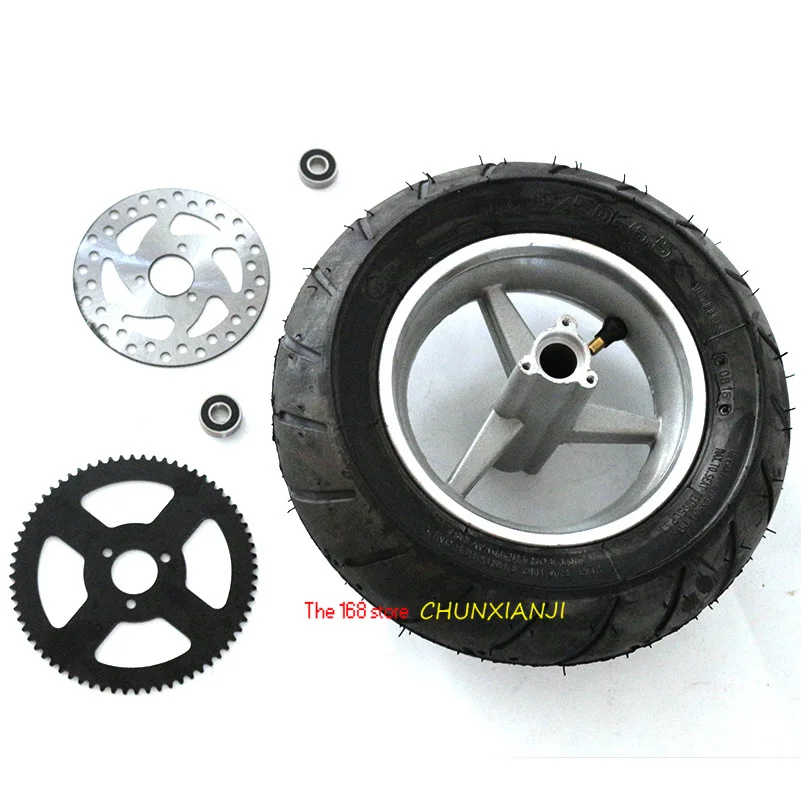 90/65-6.5  tubeless /vacuum tire Rear Wheels with Brake Disc rear sprocket for 47cc/49cc 2 stoke Mini pocket bike  wheel & dis