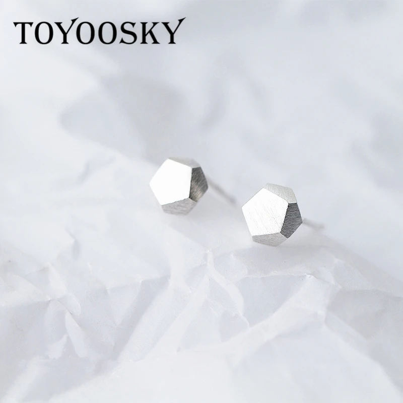 New Design Pure 925 Sterling Silver Drawing Polygon Geometric Stud Earrings for Women Wedding Jewelry Pendientes Brincos