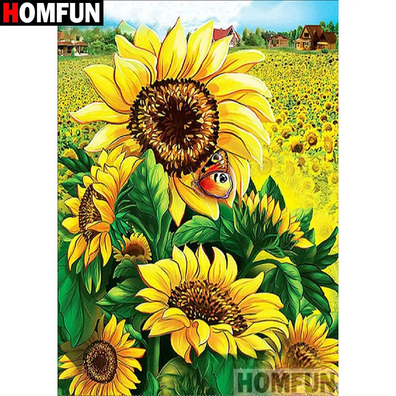 

HOMFUN Full Square/Round Drill 5D DIY Diamond Painting "sunflower" Embroidery Cross Stitch 5D Home Decor A08774