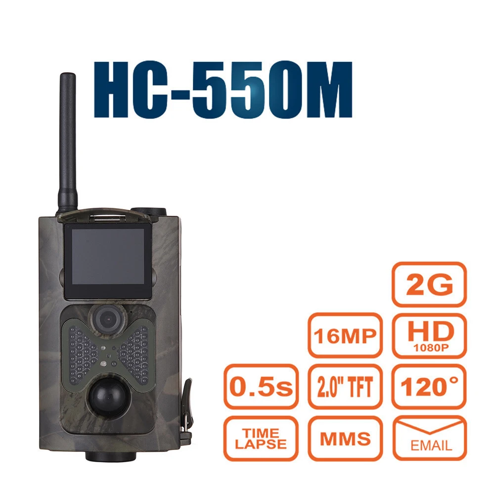 

Wild Hunting Camera Cellular Mobile Trail Wildlife Cameras, 2G, MMS, SMTP, SMS, 16MP, 1080P, Wireless PhotoTrap, HC550M