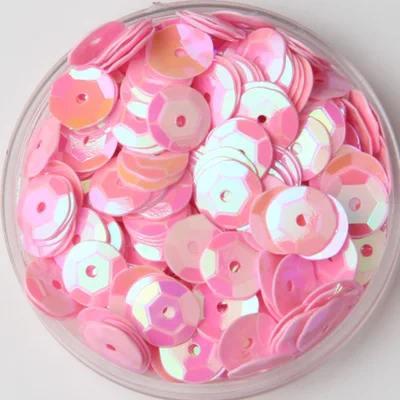 750pcs 10mm PVC Sequin Cup Round Sequins For Craft  Wedding Handcraft Kids DIY Accessory Light Pink AB Confetti