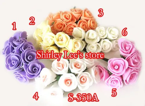 Wholesale--144 BUNCHES=1440pcs Mini Foam Rose Bunch W/Wired Stem In 6 Different Colors,Favour Box Decor.