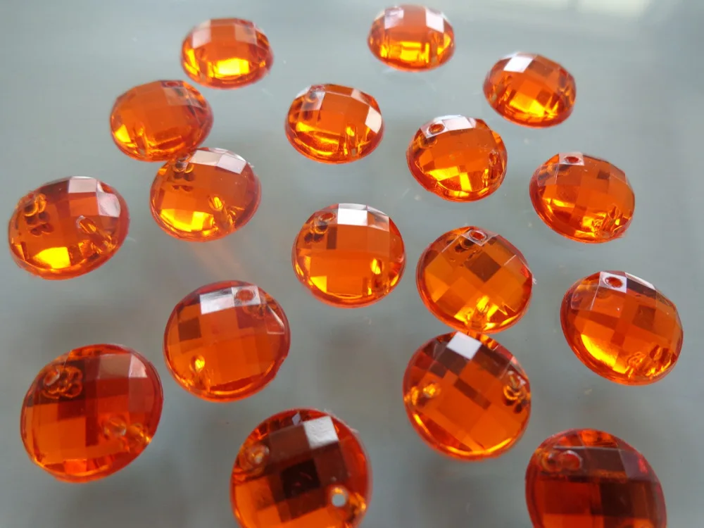 400pcs Round Sew on  Rhinestone deep orange colour  Acryl crystal  10mm  flatback strass Diamond Gemstone