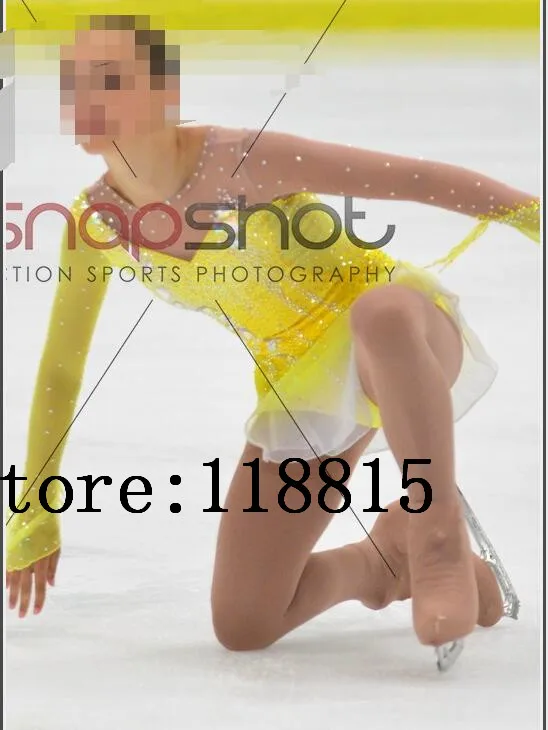 Yellow Ice Skating Dress Kids 2017 Competition Figure Skating Dresses Girls Custom Ice Figure Skating Dress Women New G16