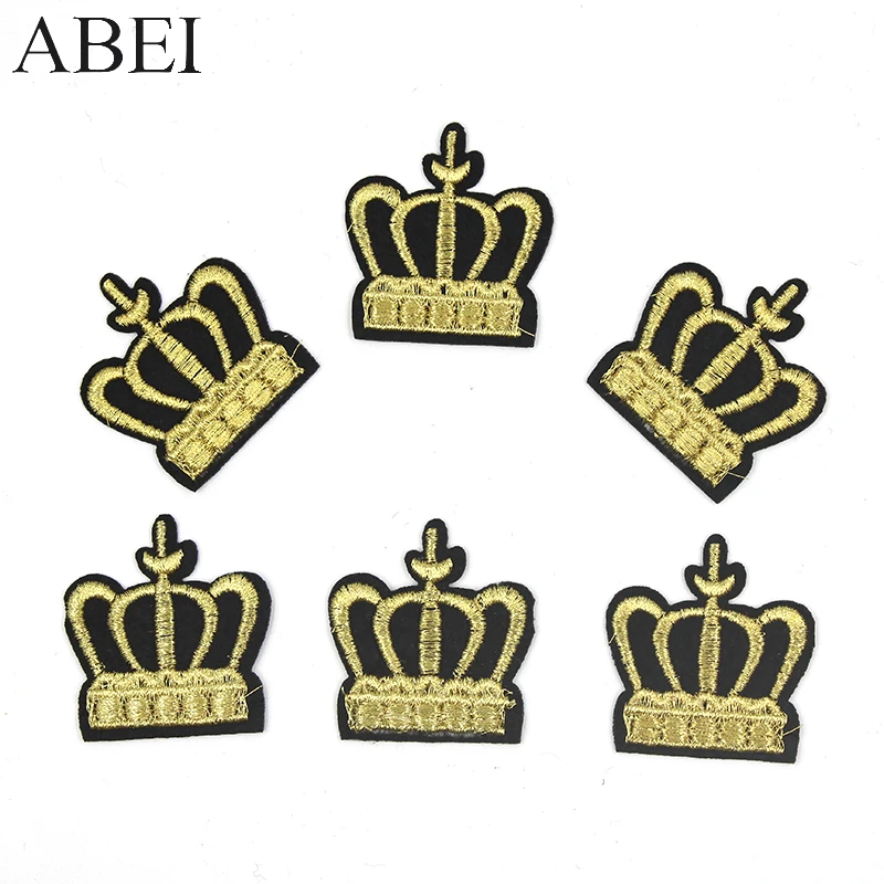 10pcs/lot Gold Embroidery Patches Iron On Crown Appliques Diy Clothes Bags Backpack Stickers Garment Sewing Accessories Patch