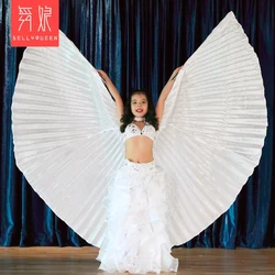 New kids/children imitation silk Belly Dance Isis Wings white color Professional Stage performance Wings for kids Free-shipping