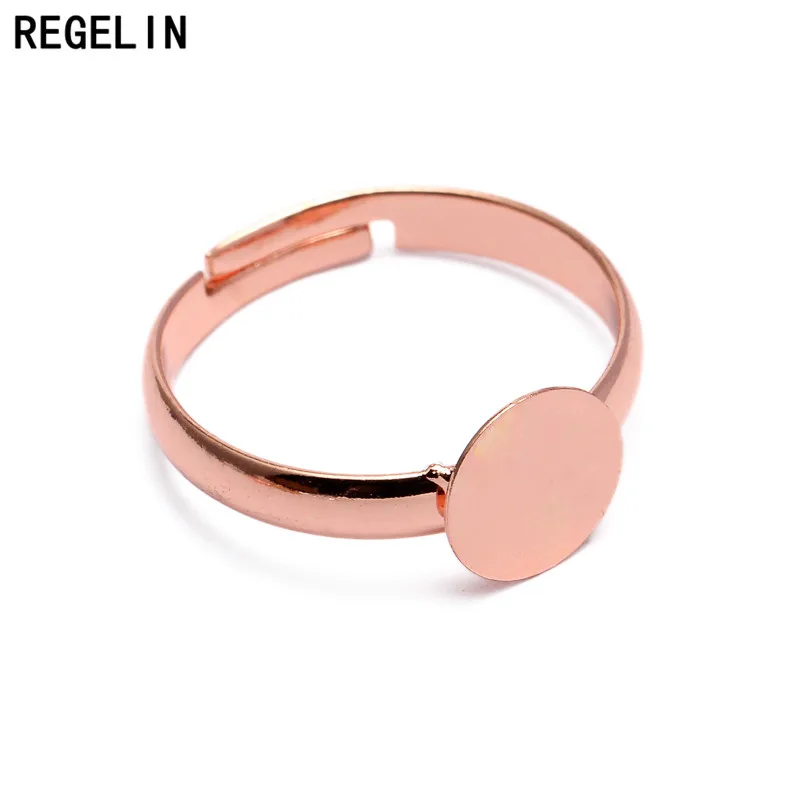 REGELIN Adjustable Ring Settings 6/8/10mm Round Blank Base Trays Bezel for Cabochon Cameo DIY Ring Jewelry Making 20pcs/lot